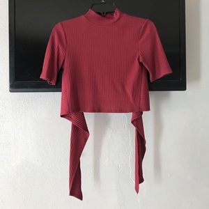 Burgundy ribbed crop top